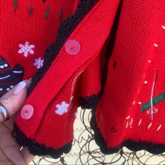 Vintage Basic Editions knit ugly Christmas cardigan SMALL - Picture 6 of 7